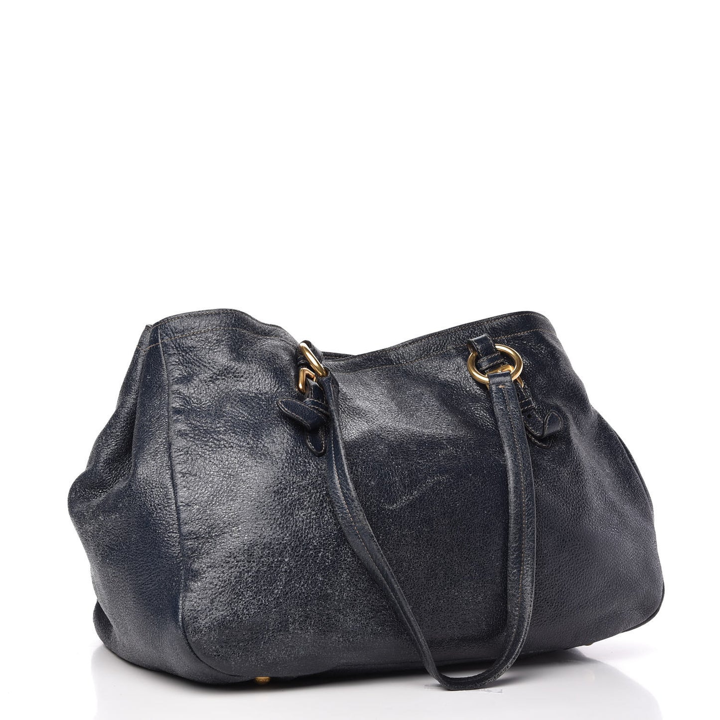 Metallic Vitello Daino Tote Dark Blue