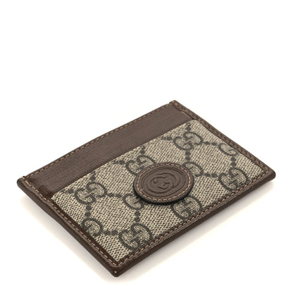 Gucci GG Supreme Monogram Azalea Calfskin Retro Interlocking G Card Holder Beige Ebony Brown Sugar 4 of 7