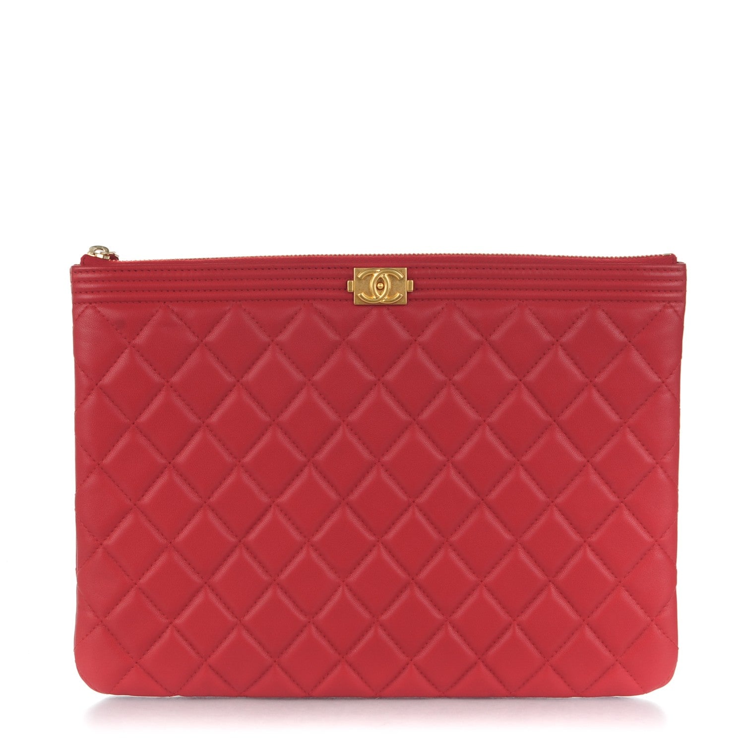 Chanel Lambskin Quilted Medium Boy Cosmetic Case Red 1 of 7