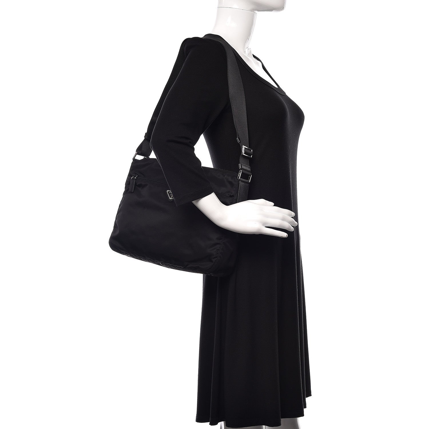 Prada Nylon Flat Messenger Bag Black 2 of 9