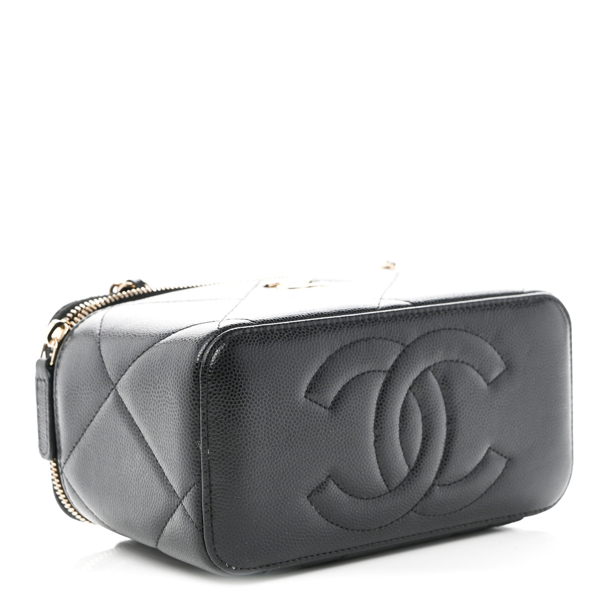 Caviar Quilted Top Handle Long Vanity Black