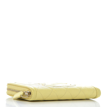 Chanel Caviar Quilted Medium Filigree Zip Around Wallet Yellow 4 of 10