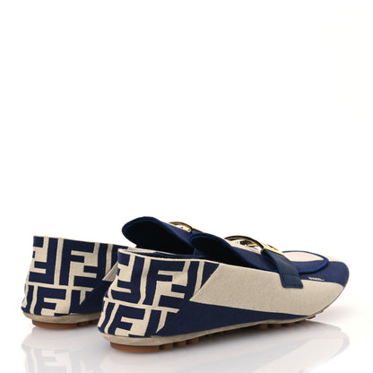 Fendi Fabric Jacquard FF Pequin Loafers 38 Bei Midnight 4 of 10