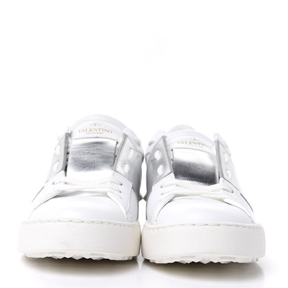 Valentino Garavani Calfskin Rockstud Open Sneakers 40 White Pewter 2 of 9