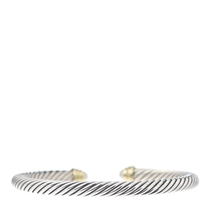 David Yurman Sterling Silver 14K Yellow Gold Pearl 5mm Cable Classics Petite Color Bracelet 3 of 5