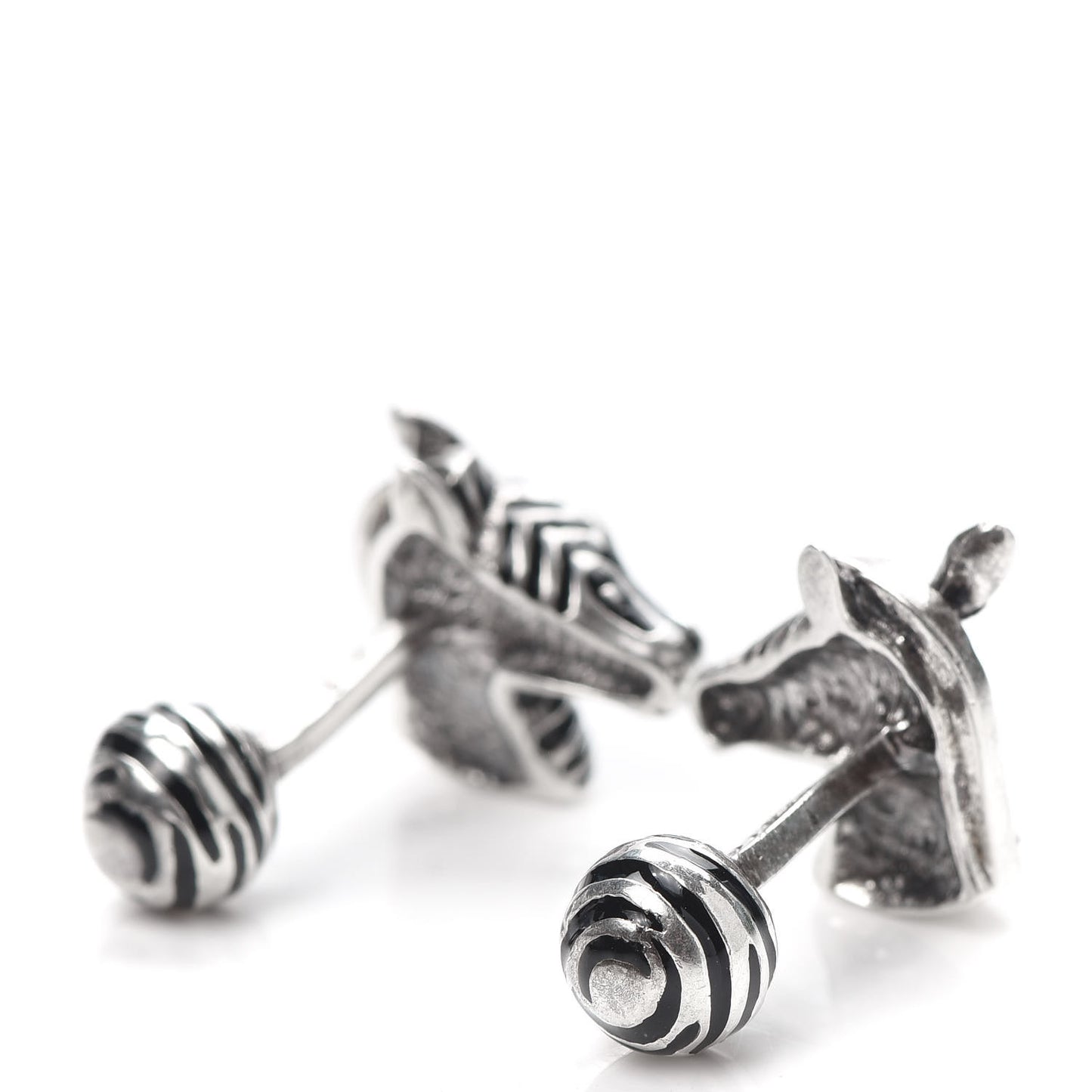 Sterling Silver Enamel Zebra Cufflinks Black