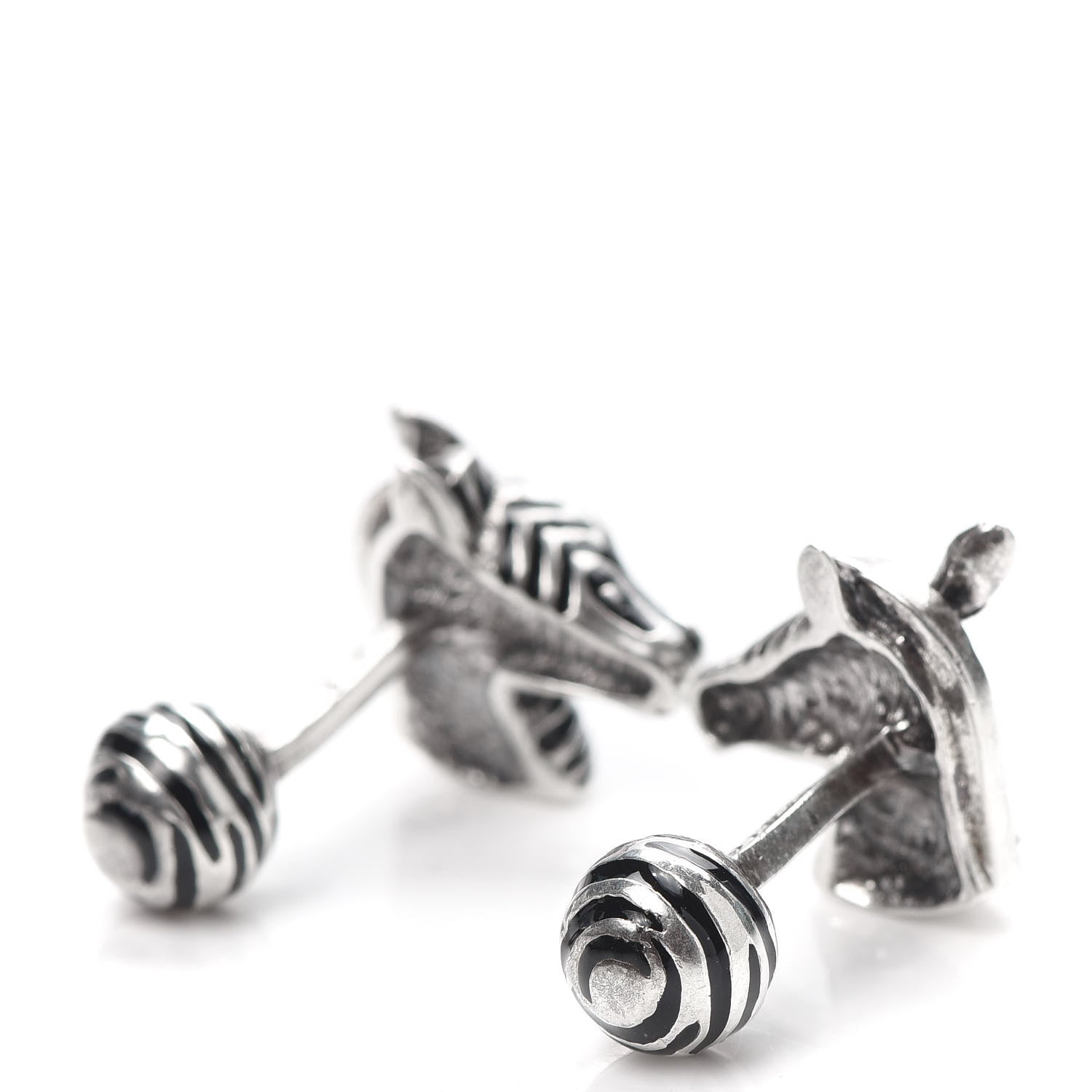 Tiffany Sterling Silver Enamel Zebra Cufflinks Black 3 of 4