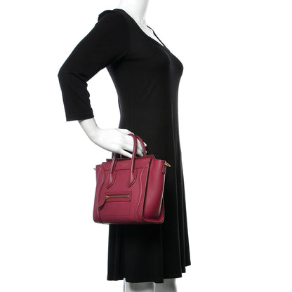 Celine Drummed Calfskin Nano Luggage Plum 3 of 9