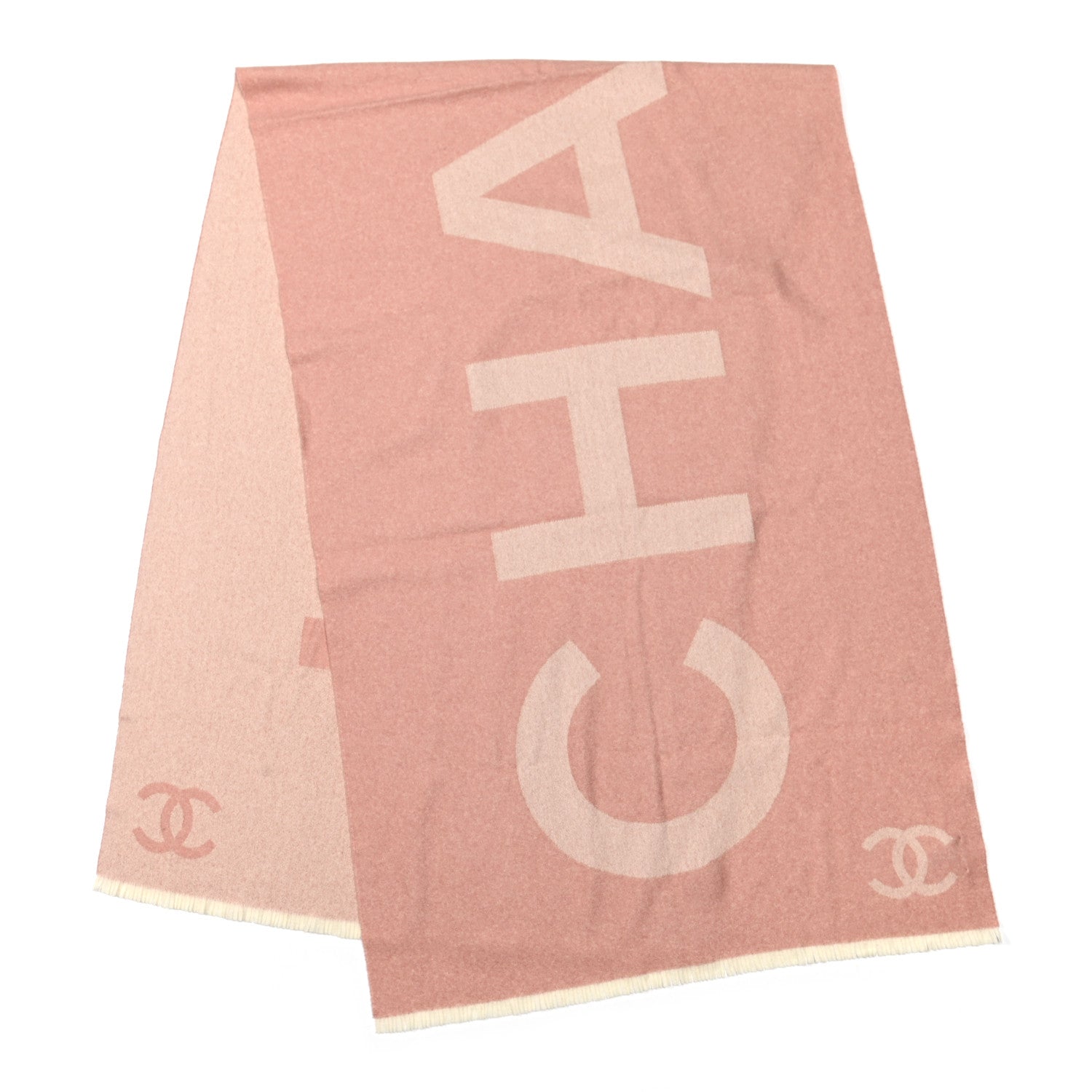Chanel Cashmere Silk CC Scarf Pink 2 of 3