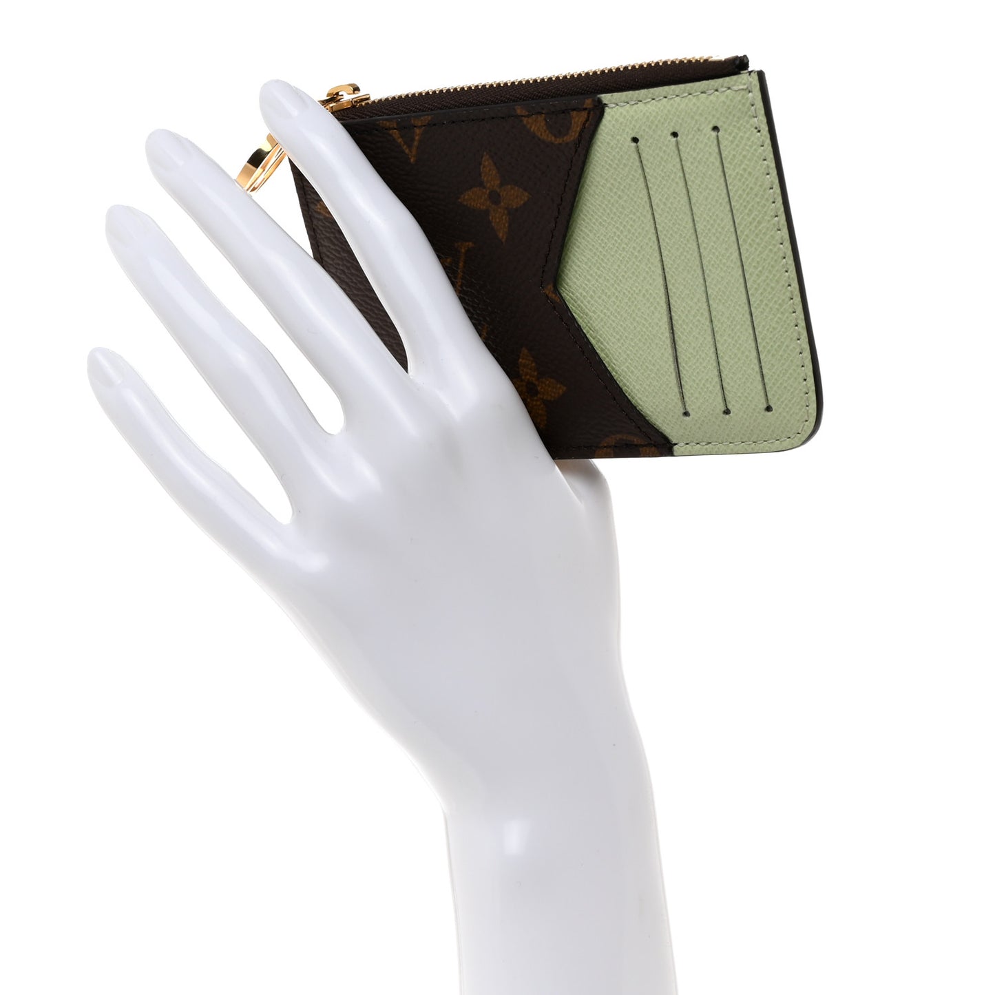 Monogram Zipped Romy Card Holder Matcha