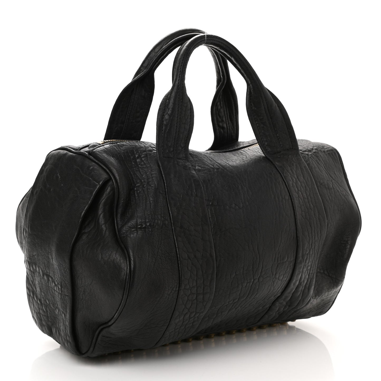 Pebbled Lambskin Rocco Black Antique Brass Hardware