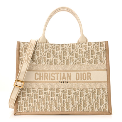 Christian Dior Oblique Calfskin Medium Book Tote With Strap Gold Multicolor Natural 1 of 9