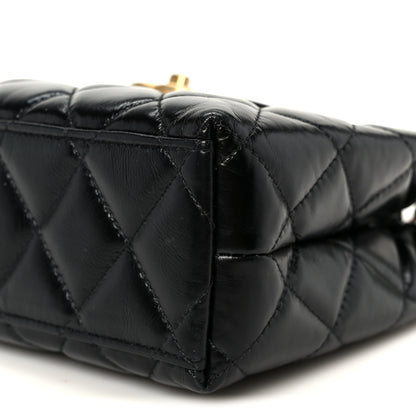 Chanel Shiny Aged Calfskin Quilted Nano Kelly Shopper Black 10 of 10