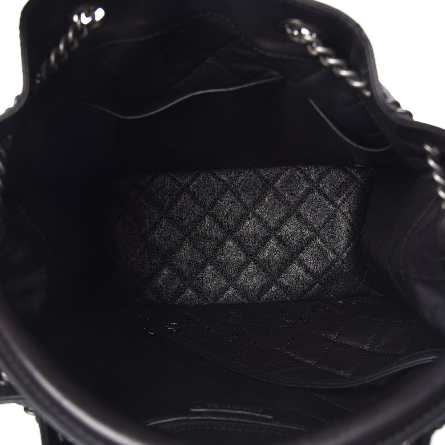 Calfskin Stitched Large Urban Luxury Drawstring Backpack Black