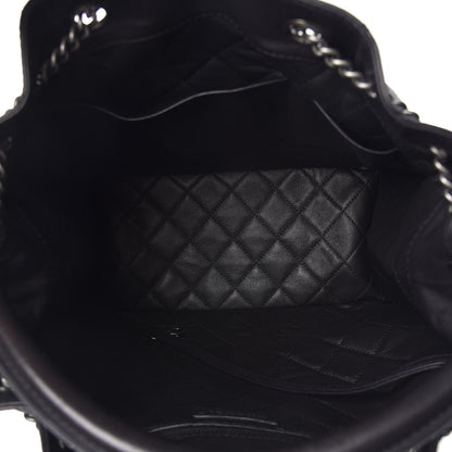 Chanel Calfskin Stitched Large Urban Luxury Drawstring Backpack Black 7 of 10