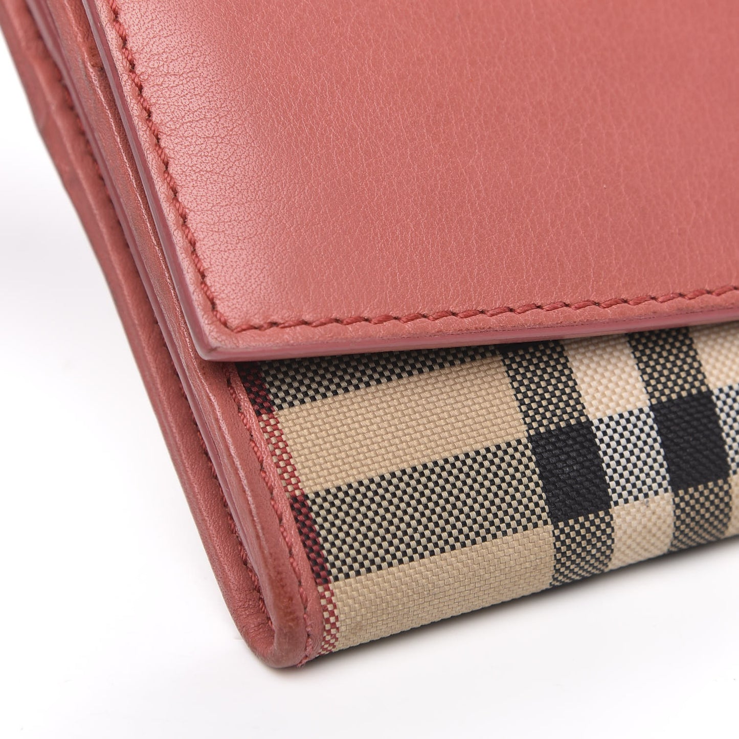 Calfskin Horseferry Check Porter Continental Wallet Coral Pink