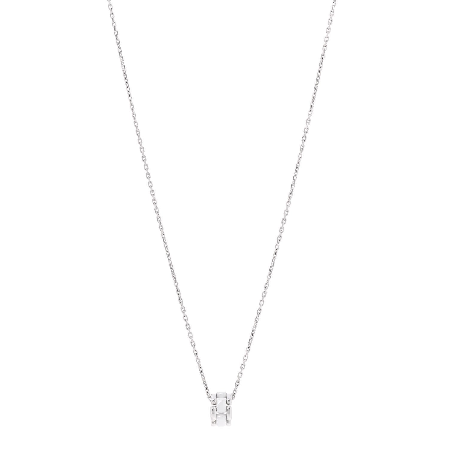 Chanel 18K White Gold Ceramic Ultra Pendant Necklace White 1 of 7
