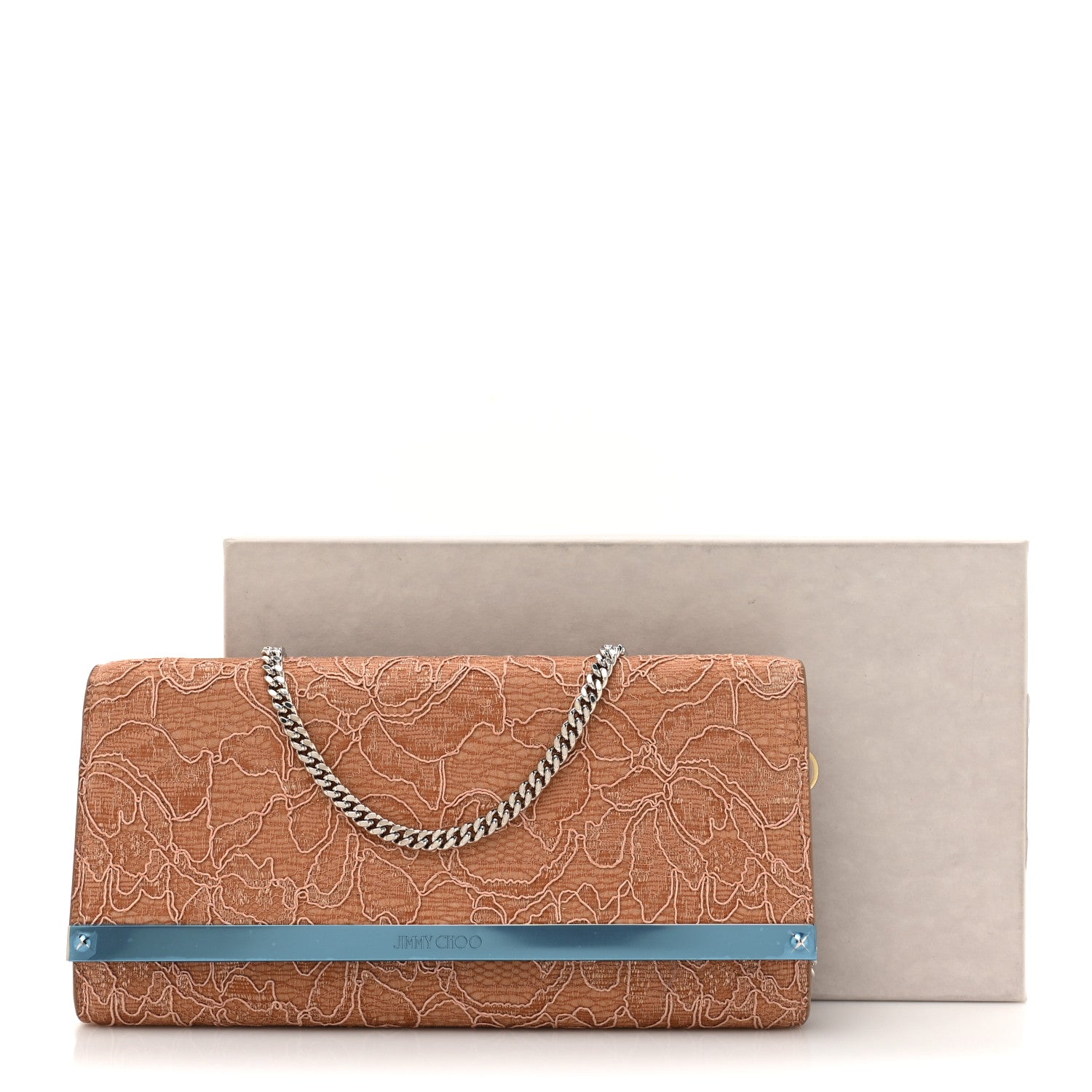 Jimmy Choo Lace Milla Wallet on Chain Powder Pink 11 of 11