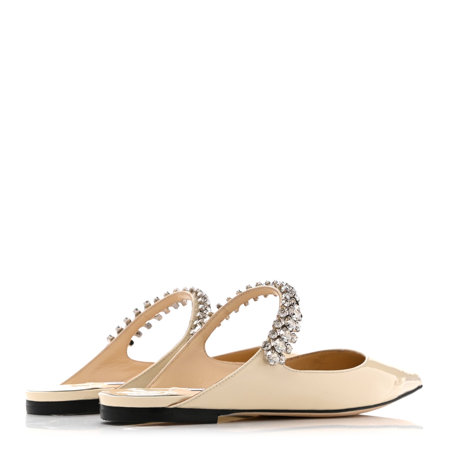 Patent Crystal Bing Mule Flats 35 Linen