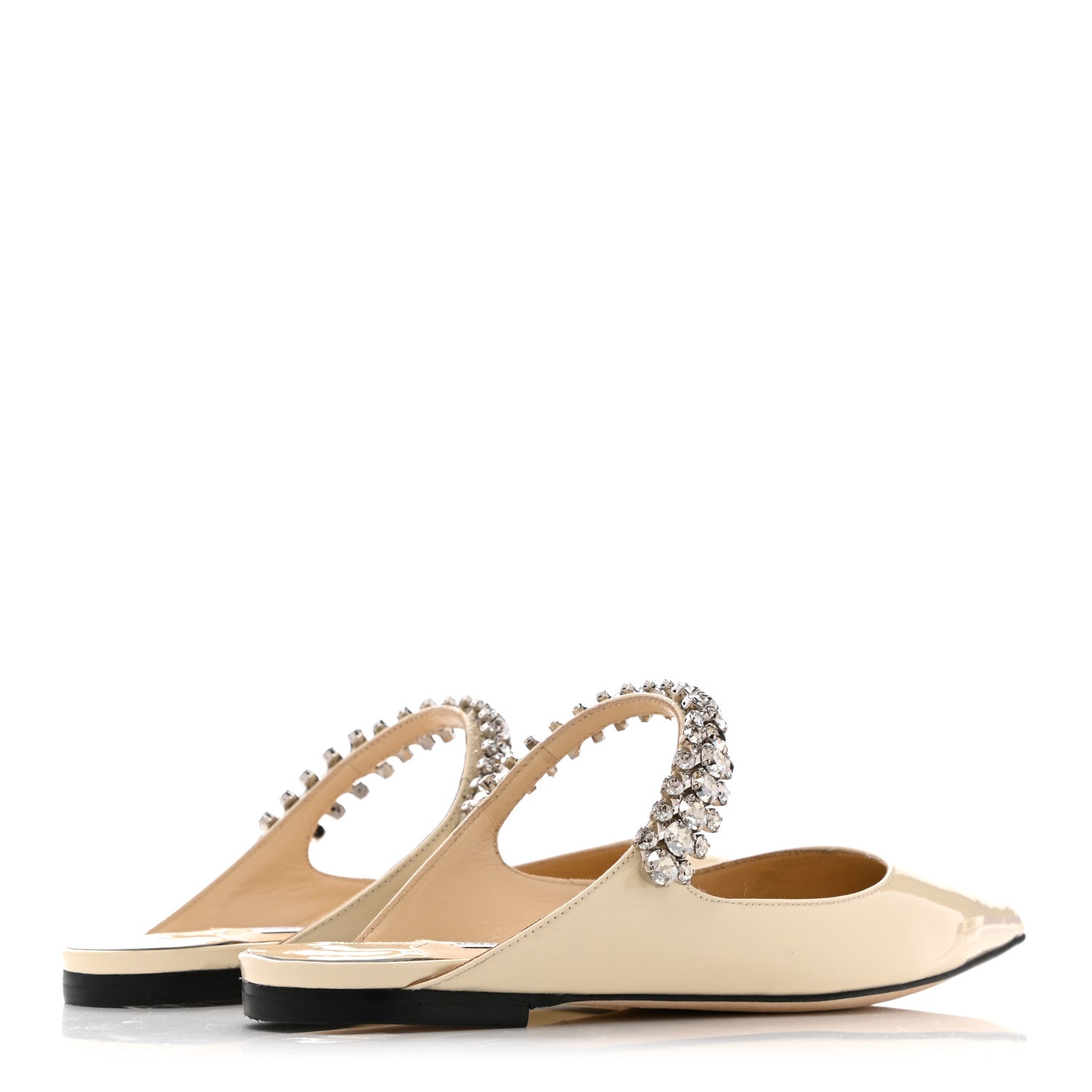 Jimmy Choo Patent Crystal Bing Mule Flats 35 Linen 4 of 7