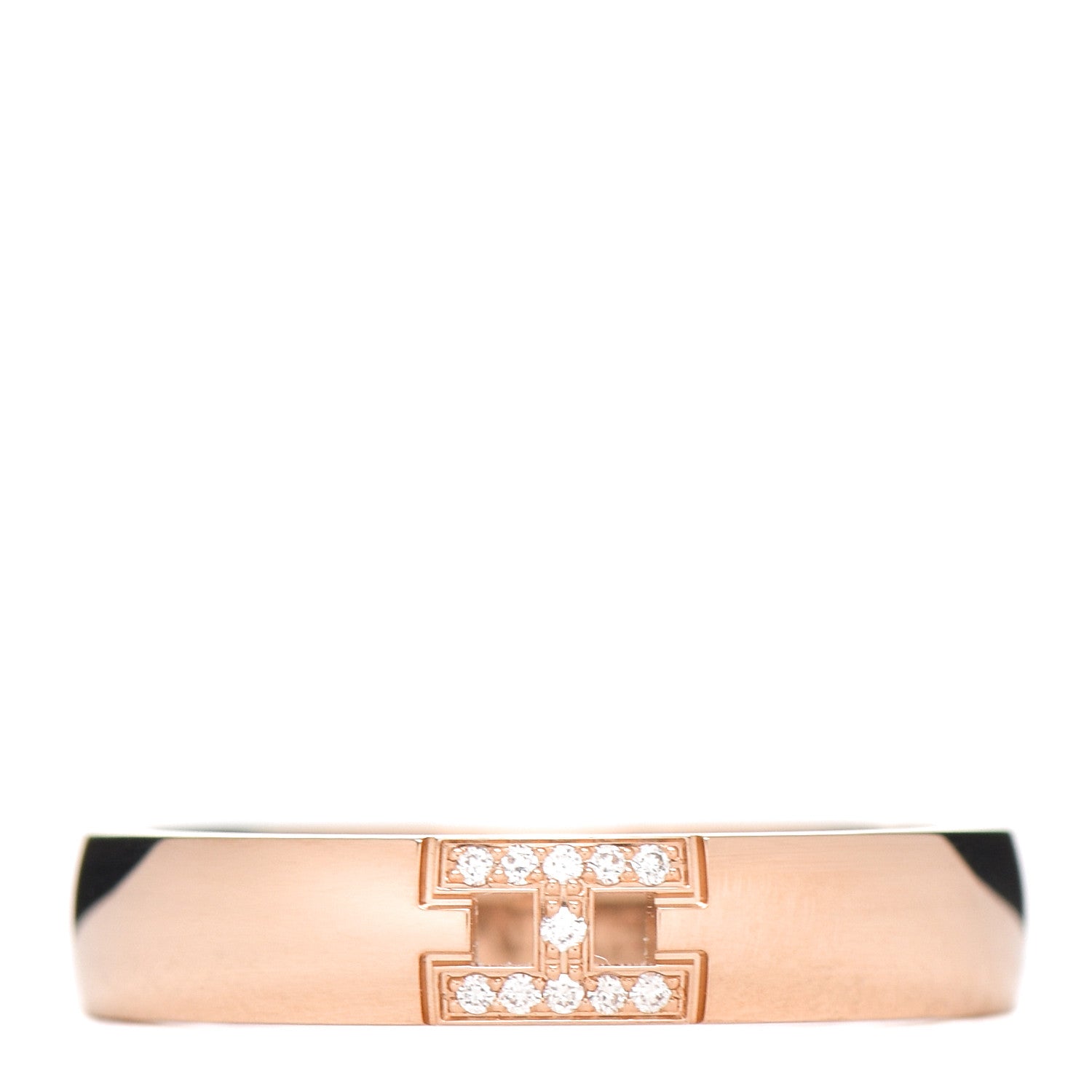Hermes 18K Rose Gold Diamond Ever Herakles Wedding Band Ring 50 5.25 1 of 5