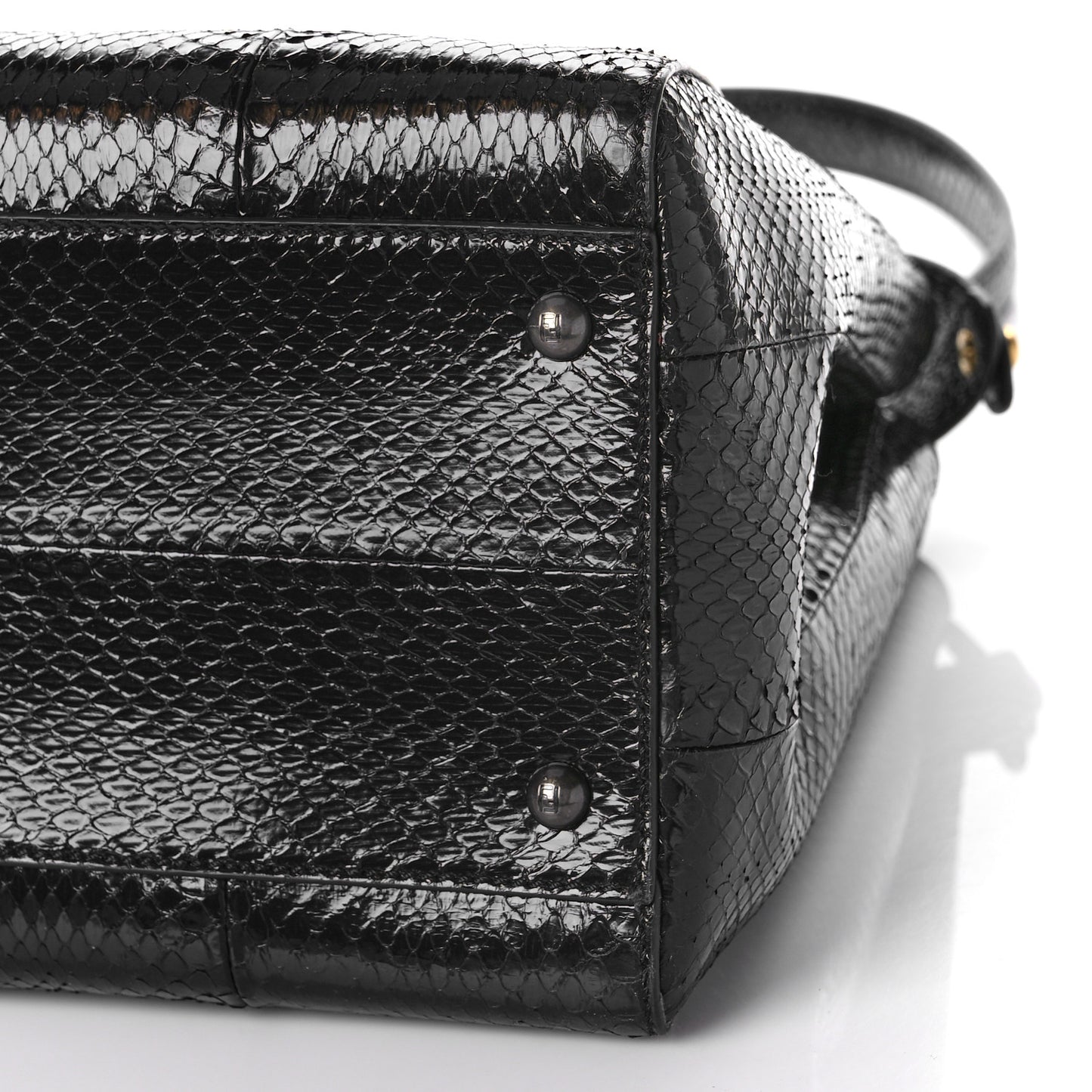 Snakeskin Large Peekaboo Iconic Satchel Black
