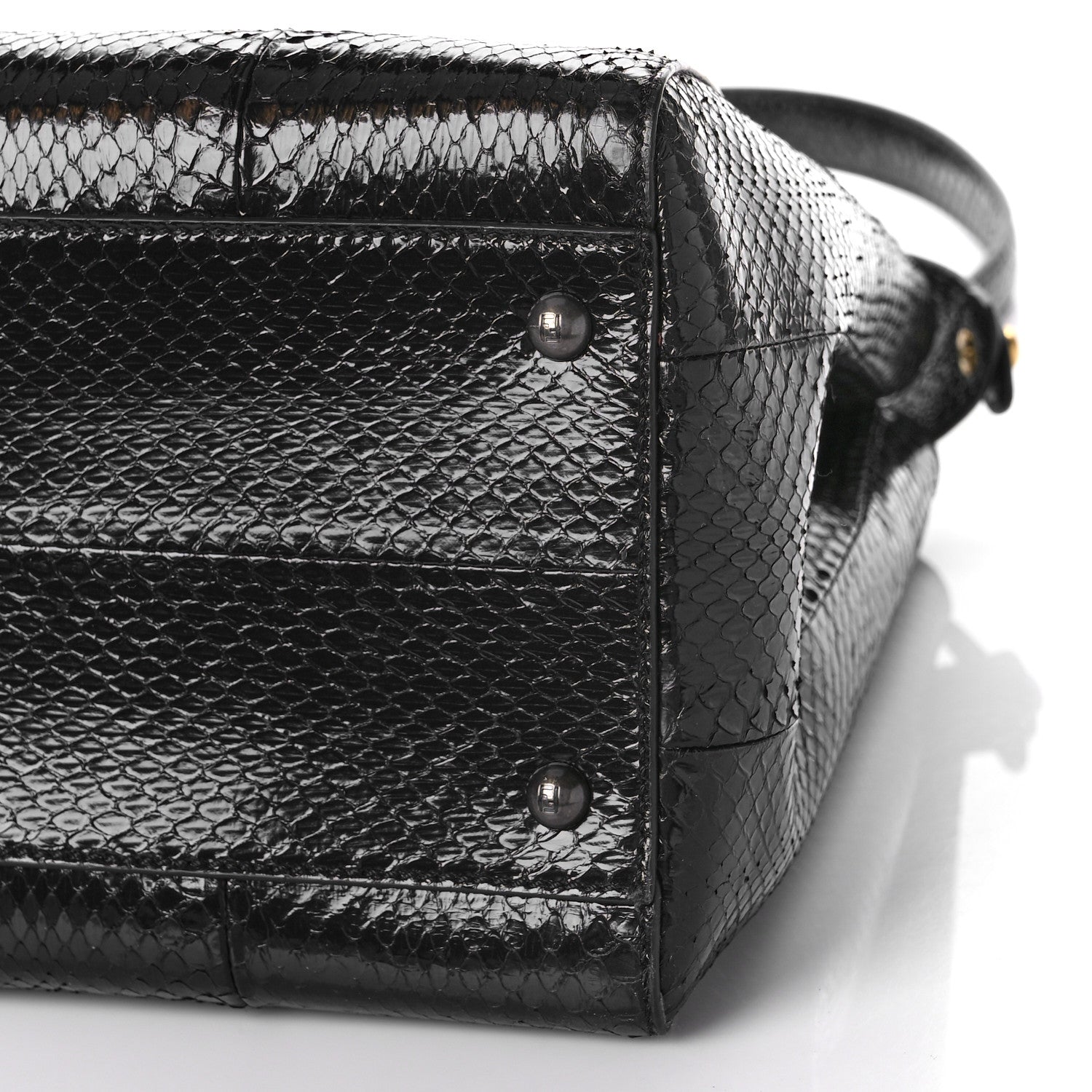 Fendi Snakeskin Large Peekaboo Iconic Satchel Black 9 of 10