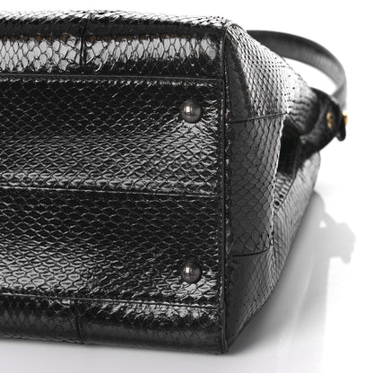 Fendi Snakeskin Large Peekaboo Iconic Satchel Black 9 of 10