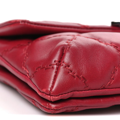 Chanel Calfskin Quilted Double Stitch Hamptons Clutch with Chain Red Red 9 of 12