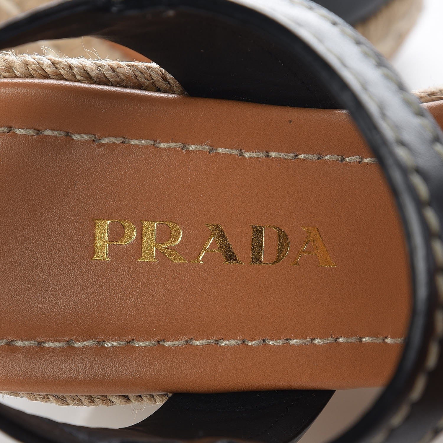 Prada Nappa Wedge Espadrille Sandals 37.5 Nero Black 9 of 9
