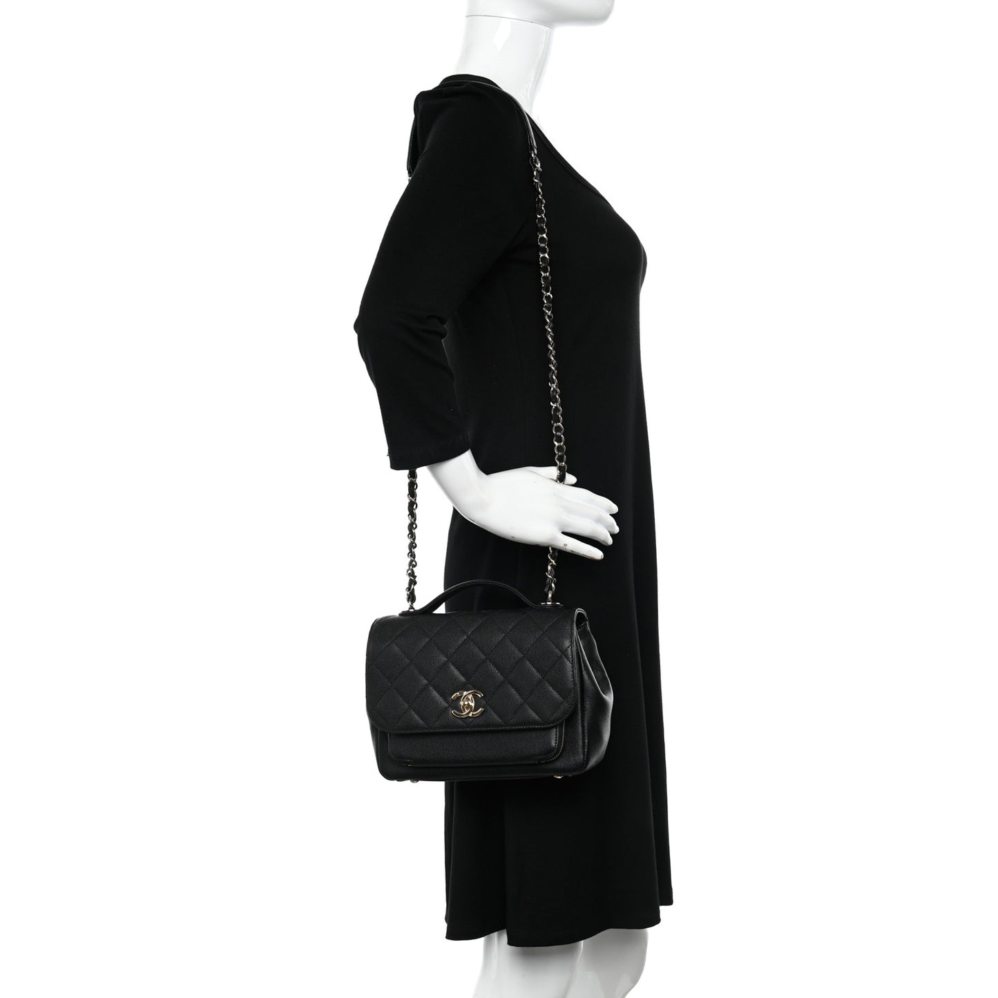 Caviar Quilted Medium Business Affinity Flap Black