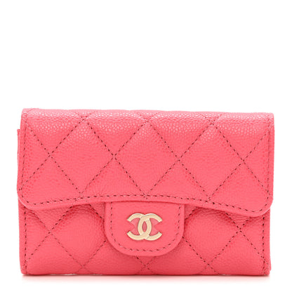 Chanel Caviar Quilted Flap Card Holder Wallet Pink 1 of 7