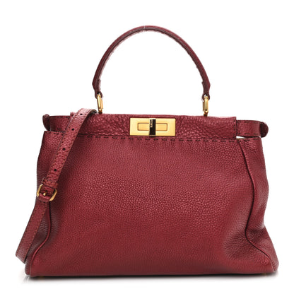 Fendi Cuoio Romano Selleria Medium Peekaboo Iconic Satchel Red 1 of 10