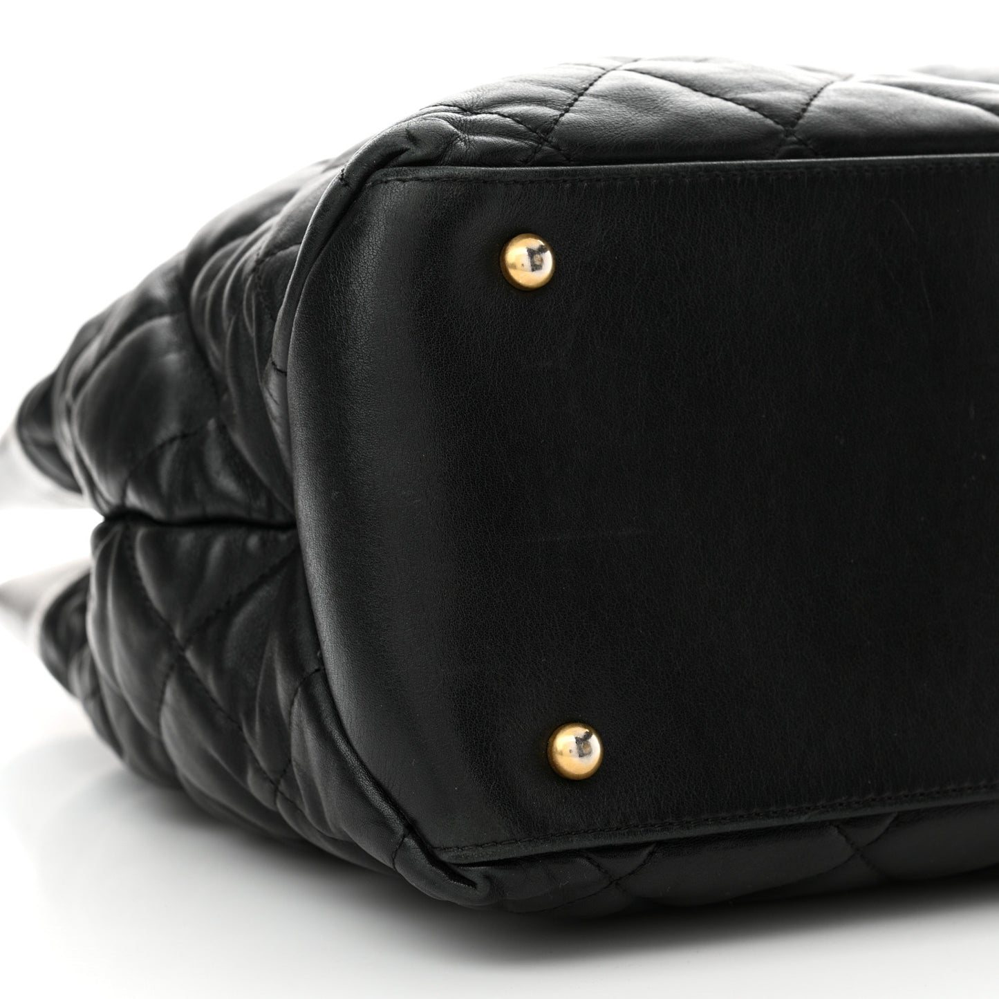 Calfskin Quilted Large Soft Elegance Tote Black
