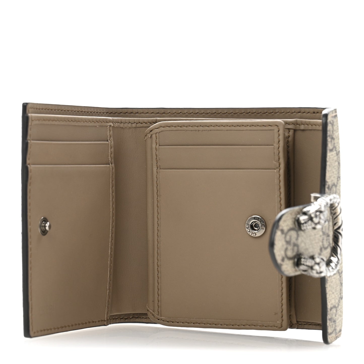 GG Supreme Monogram Dionysus Card Case Wallet Beige Taupe