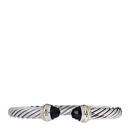 David Yurman Sterling Silver 14K Yellow Gold Black Onyx 7mm Cable Classics Bracelet 1 of 4