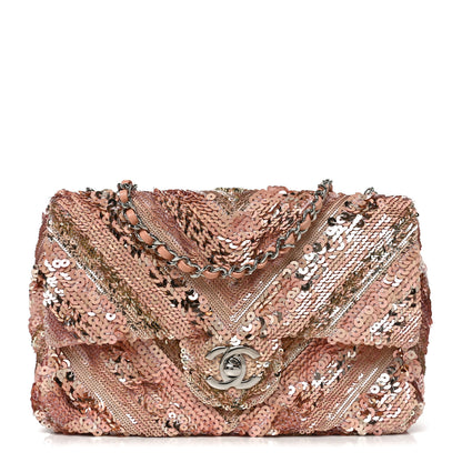 Chanel Sequins Chevron Mini Rectangular Flap Pink 1 of 10