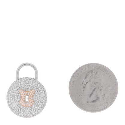 Tiffany Platinum 18K Rose Gold Diamond Vintage Lock Pendant 2 of 4