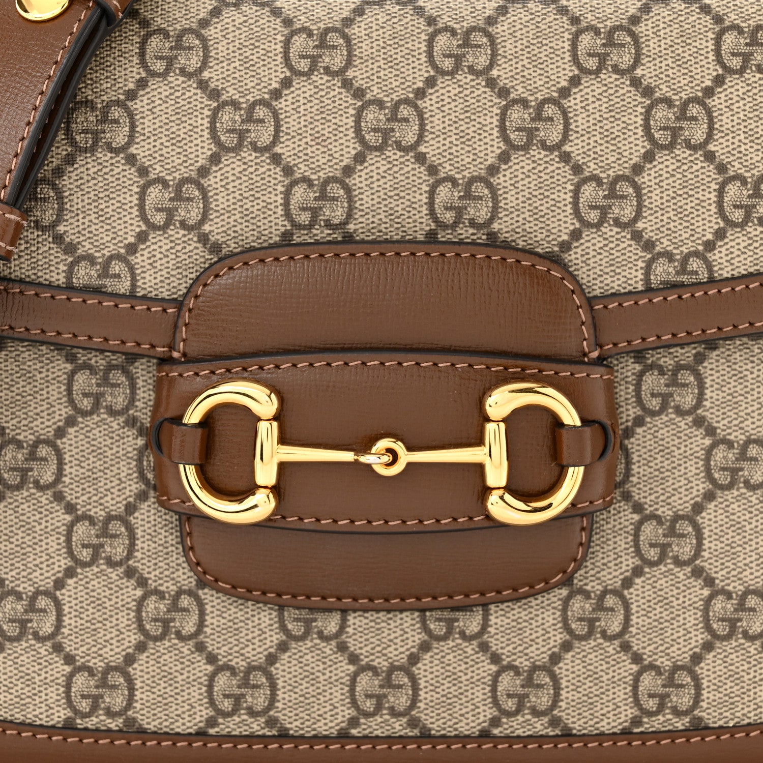 Gucci GG Supreme Monogram Horsebit 1955 Shoulder Bag Beige Brown Sugar 8 of 11
