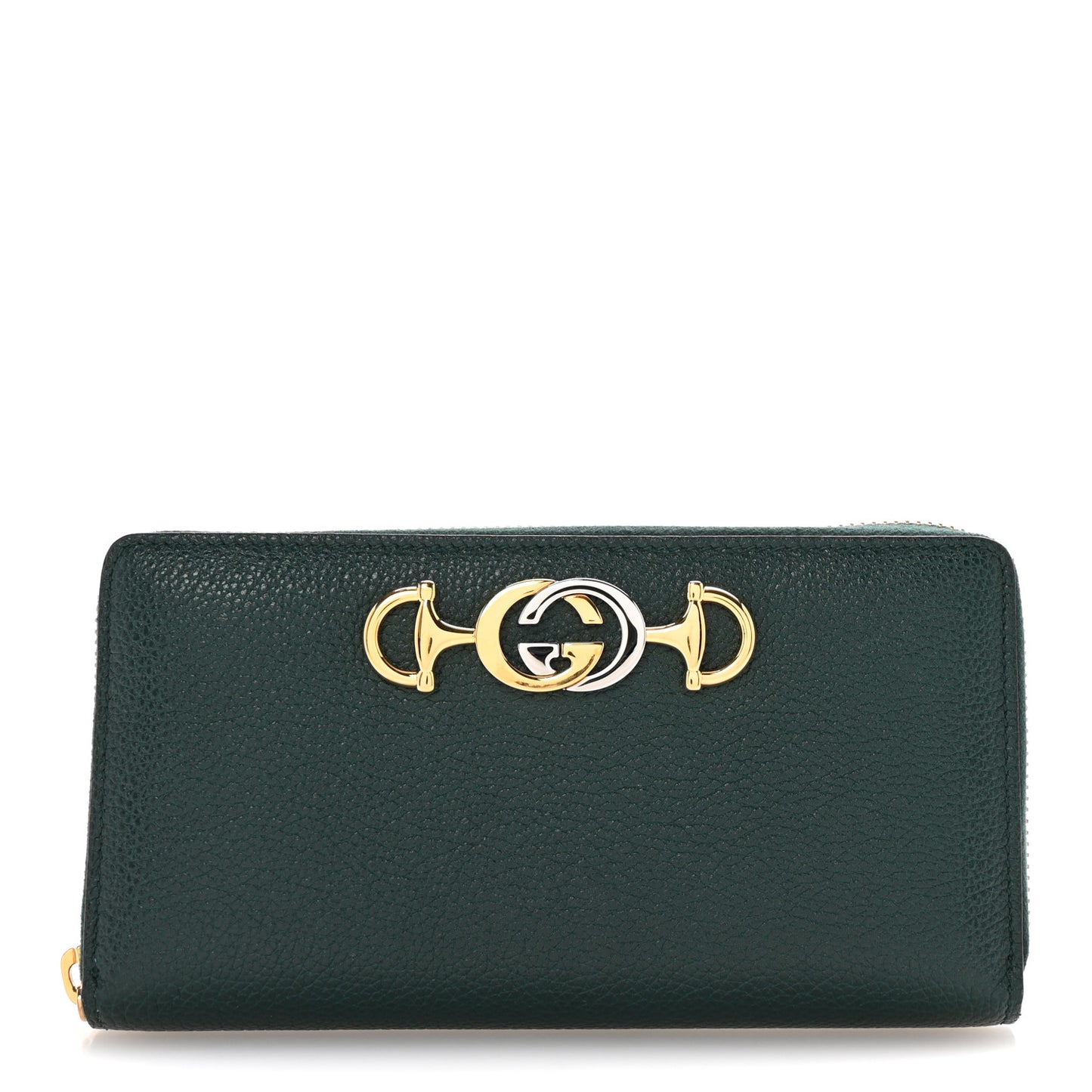 Grainy Calfskin Zumi Zip Around Wallet Vintage Green