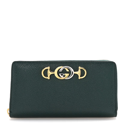 Gucci Grainy Calfskin Zumi Zip Around Wallet Vintage Green 1 of 7