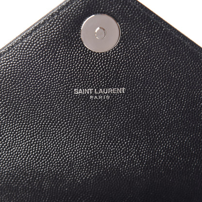 Saint Laurent Grain De Poudre Matelasse Chevron Large Monogram Satchel Black 6 of 9