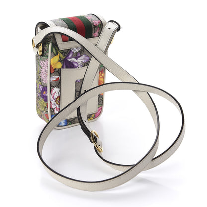 Gucci GG Supreme Monogram Flora Web Ophidia Phone Crossbody Bag White 3 of 11