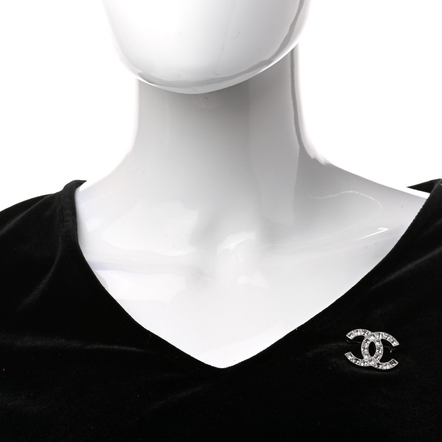 Chanel Baguette Crystal CC Brooch Silver 2 of 4