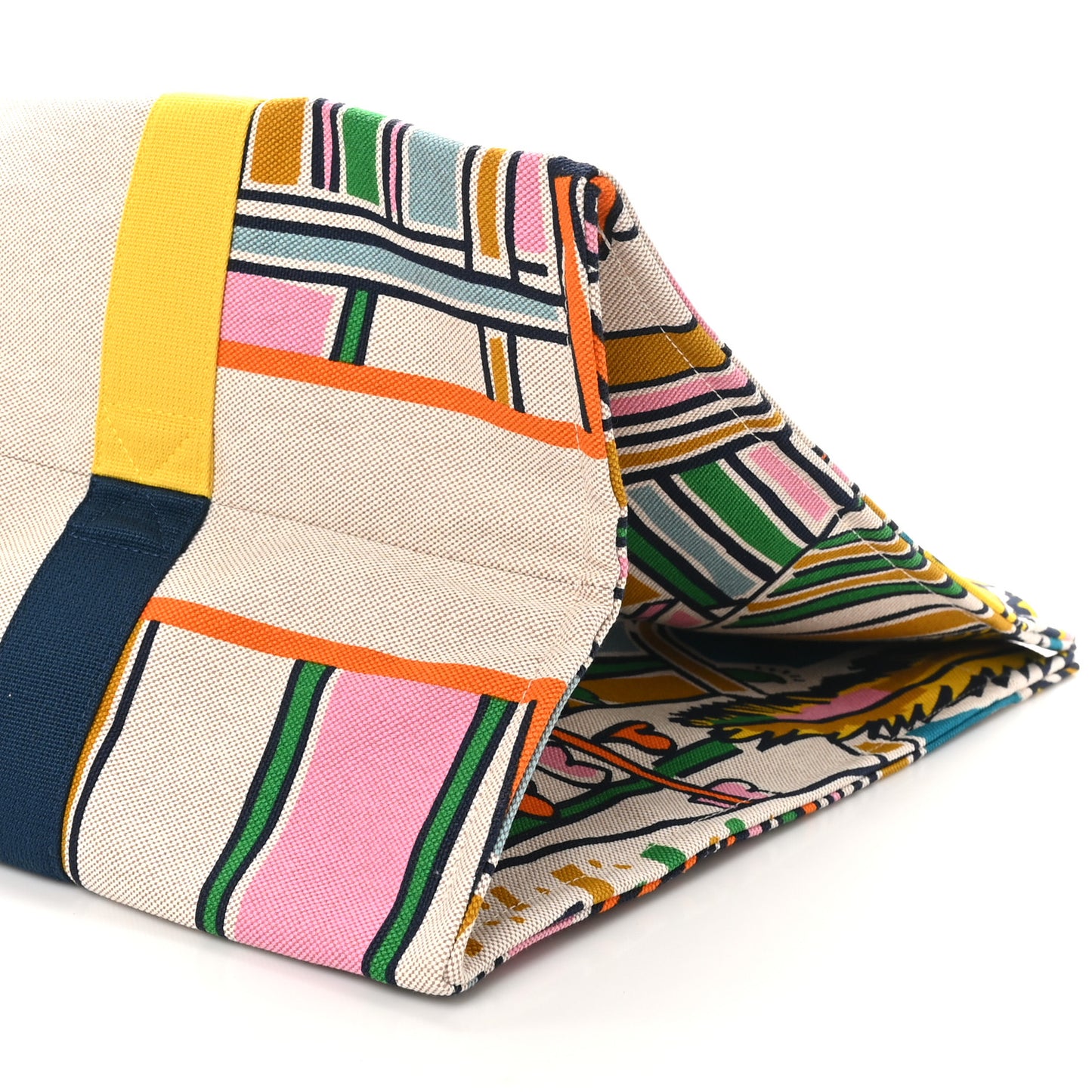 Cotton Canvas Vue Sur La Dune Beach Bag Outremer Bubble Gum Jaune D'Or