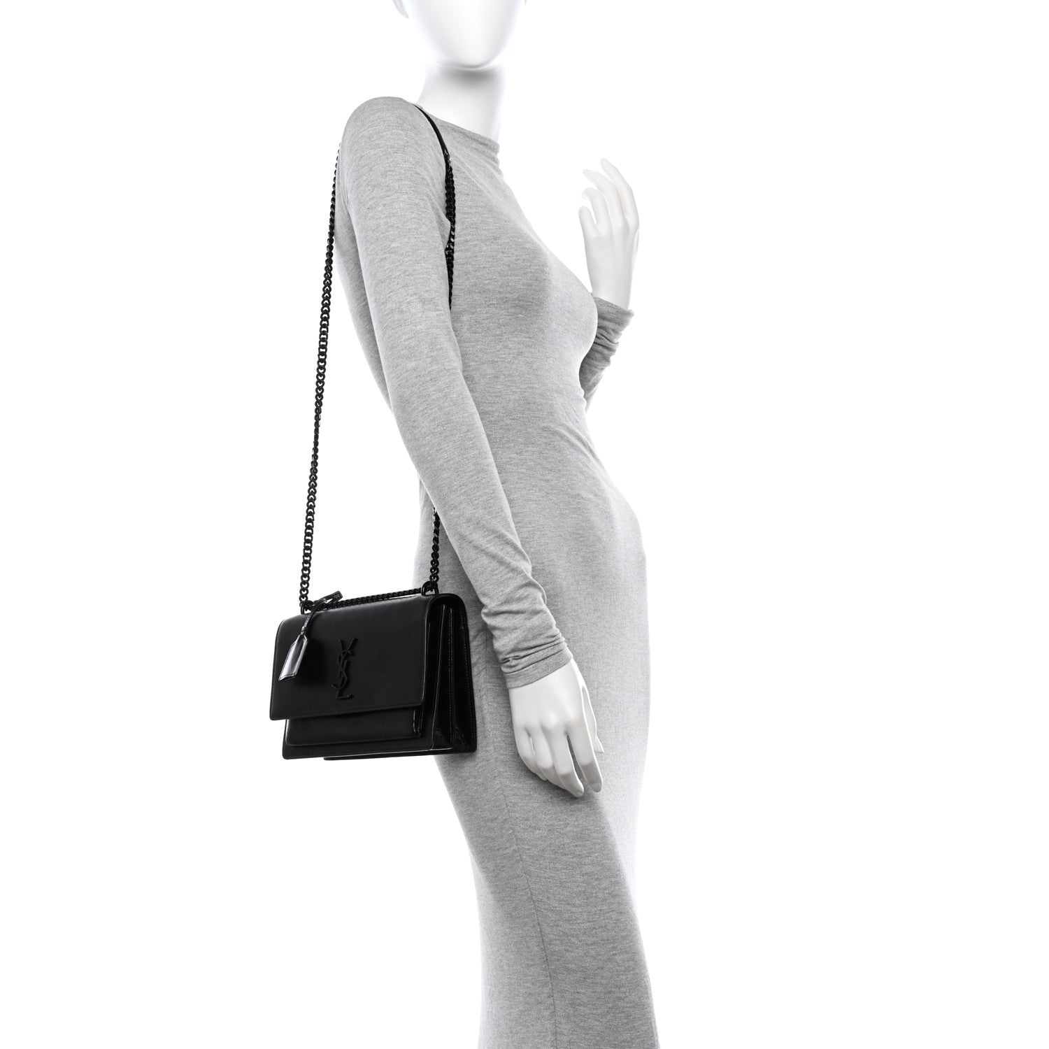 Saint Laurent Calfskin Medium Monogram Monochrome Sunset Black 2 of 9