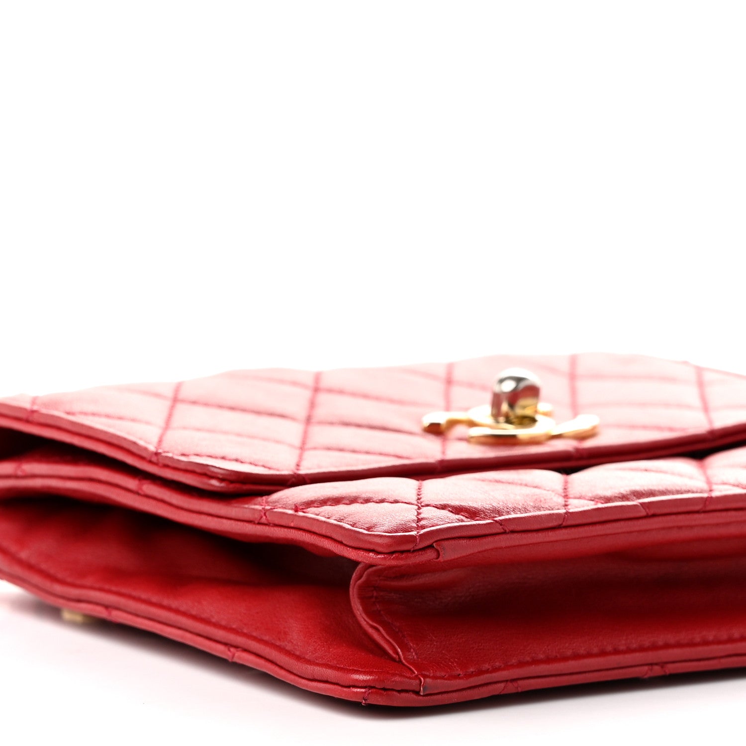 Chanel Lambskin Quilted Flap Waist Belt Bag 75 30 Red 10 of 11