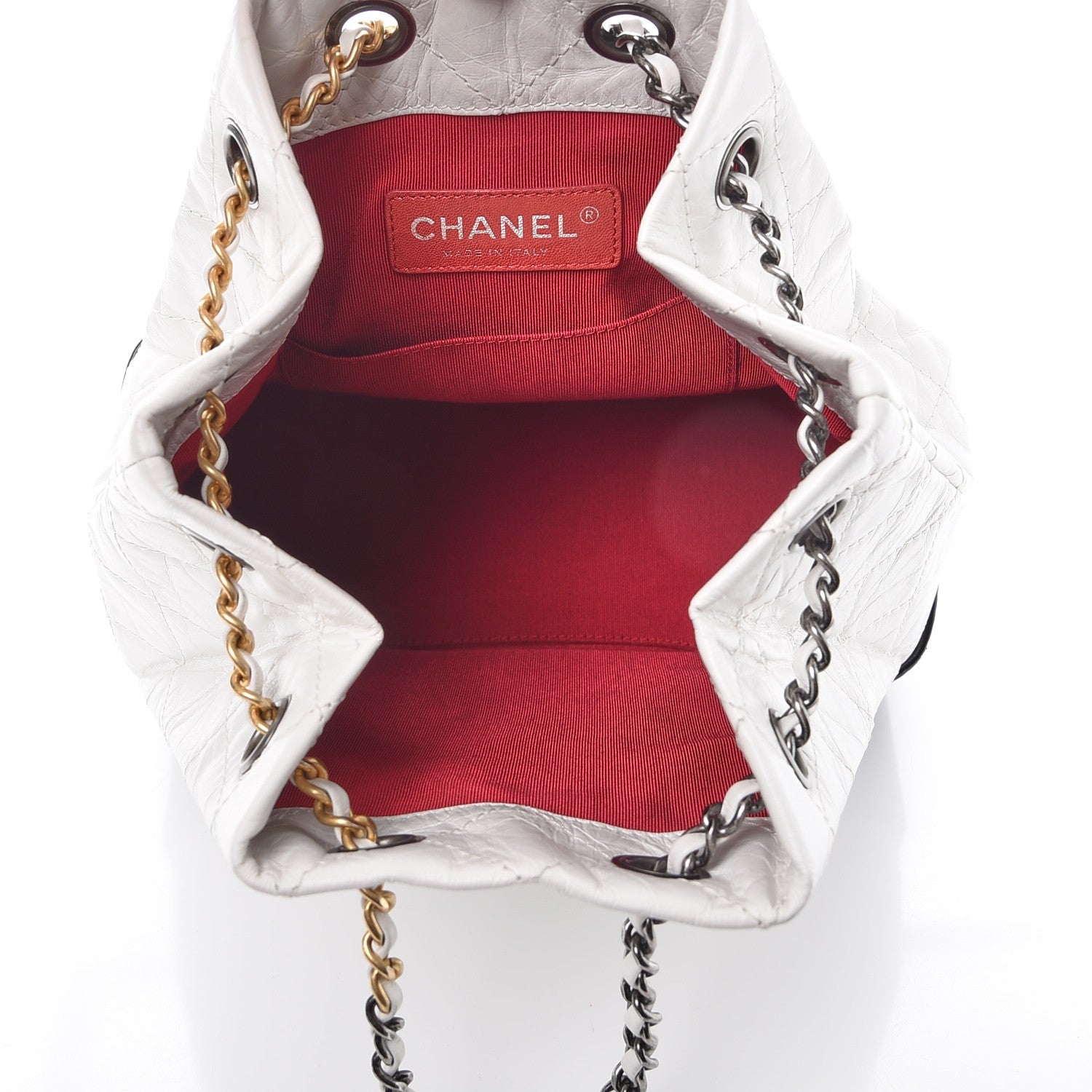 Chanel Aged Calfskin Quilted Small Gabrielle Backpack Black White 5 of 8