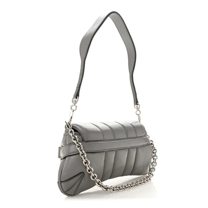 Gucci Nappa Vertical Matelasse Small Maxi Horsebit Chain Shoulder Bag Gray 3 of 13