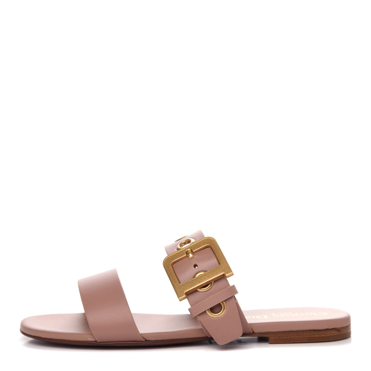 Calfskin D-Dior Slide Sandals 36.5 Rose De Vents